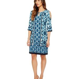 London TimesWoman Tribal Tile Keyhole Raglan Dress